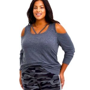 Torrid Knit scoop neck strappy cold shoulder top